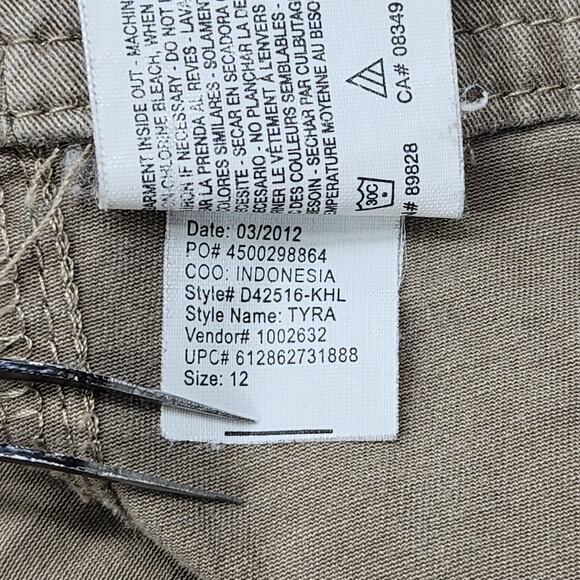 Gloria Vanderbilt Pants Womens 12 Tan Tyra Capri Ruched Hem Embroidered Studded - Picture 11 of 16